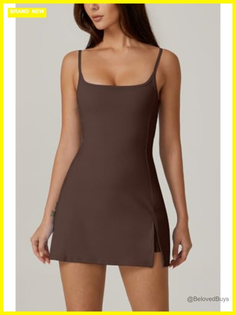 Women's Tennis Dress with Built-in Shorts & Side Slit - Activewear - Picture 2 of 6